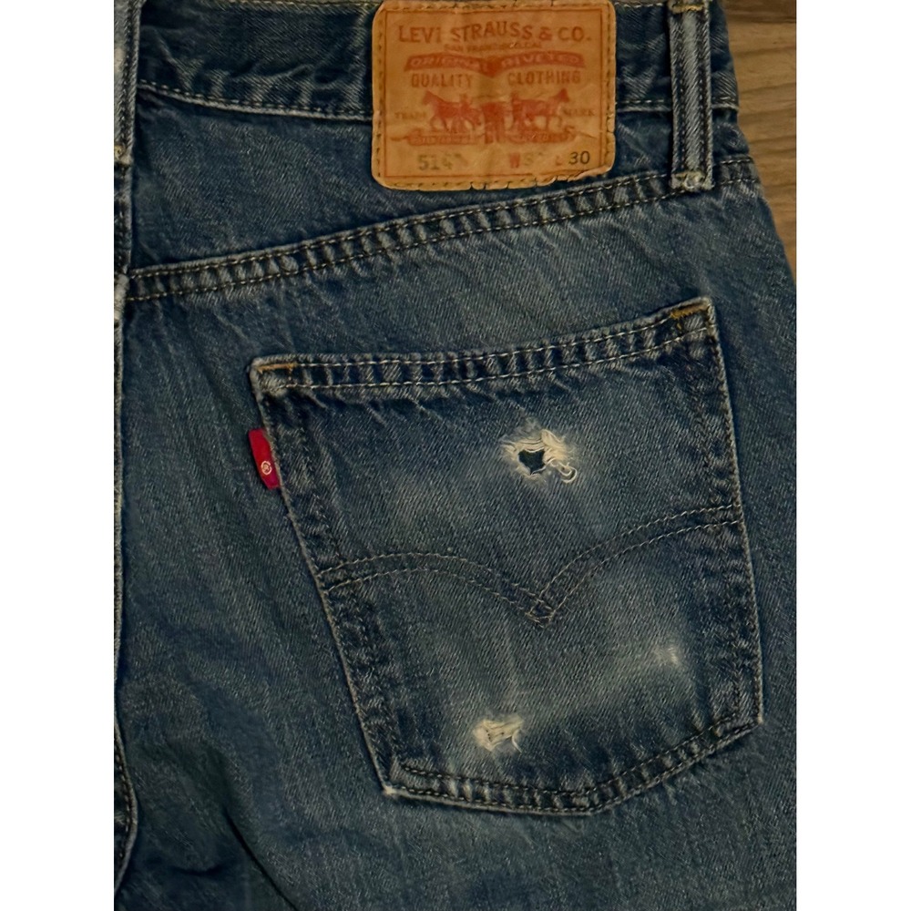 Levis 514 Straight Fit Mens Jeans Blue Denim Distressed 30/32x30 Grunge Workwear - Picture 6 of 8